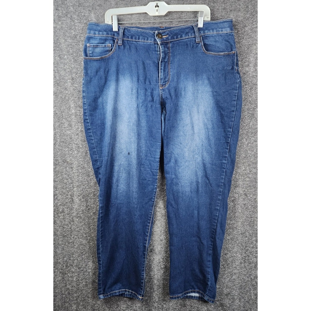 Faded Glory Jeans Women 20W Blue‎ Straight Leg Mid Rise Medium Wash Denim